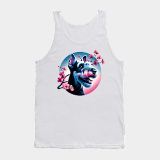 Kerry Blue Terrier Enjoys Spring Cherry Blossoms Tank Top